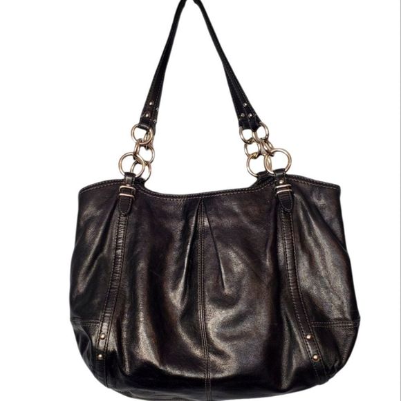 Coach Handbags - Coach Alexandra Chain Black Leather Tote Hobo Bag #16244